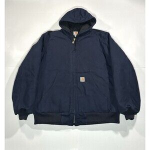 Carhartt J140 Navy Blue Jacket Size Large Tall Quilted Lined UFCW Workwear USA